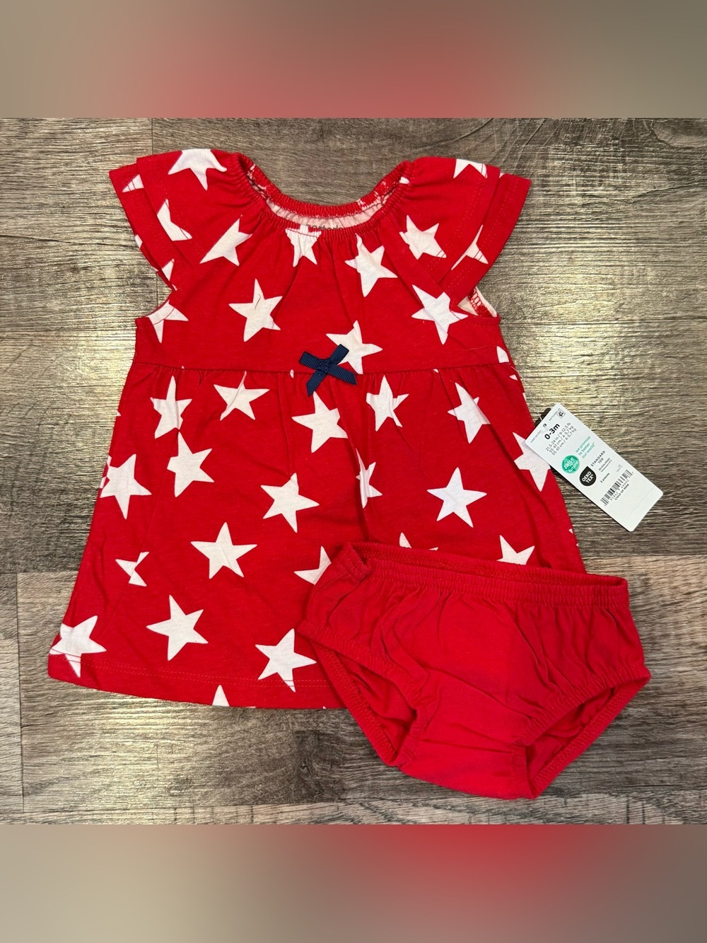 NWT Carters Baby Girl 4th of July Dress With Diaper Cover Red Stars 0-3 Months